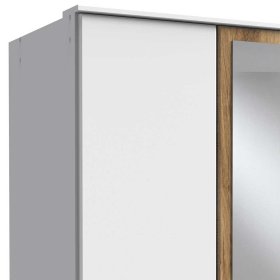 Schrank mit Spiegel Cerhard in Plankeneiche Holzoptik und Weiß 91 cm breit – Ansicht 3
