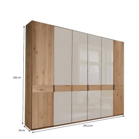 Kleiderschrank Viramiru in Eiche Bianco & Champagner mit Drehtüren – Ansicht 16