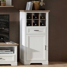 TV Anbauwand Vronata im Landhausstil in Weiß und Eiche Dekor (vierteilig) – Ansicht 5