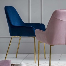 Samt Küchenstühle Garzevas in Blau im Retro Design (2er Set) – Ansicht 3