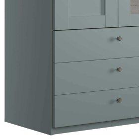 Graugrüner Schlafzimmerschrank Forjan mit Spiegeltür rechts und drei Schubladen – Ansicht 4