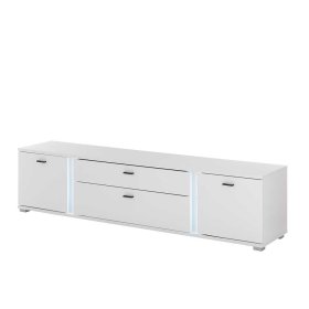 TV Wohnwand modern Constantin in Weiß mit LED Beleuchtung (dreiteilig) – Ansicht 10