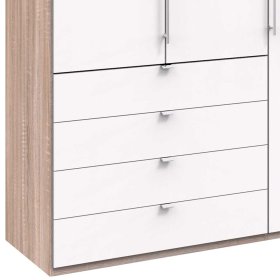 Falttüren Schlafzimmerschrank Lolyana in Weiß und Eiche Sägerau – Ansicht 4