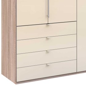 Design Kleiderschrank Codumenta in Creme Weiß und Eiche Sägerau mit Falttüren – Ansicht 4