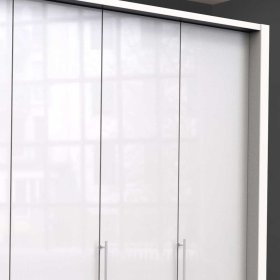 Weißer Schrank Grinzia mit Falttüren glasbeschichtet – Ansicht 5