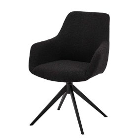 Esszimmerarmlehnstuhl Venditora in Schwarz um 360 Grad drehbar (2er Set) – Ansicht 1