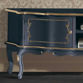 TV Board Seduta in Dunkelblau und Goldfarben im Barockstil – Ansicht 2