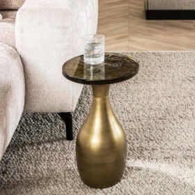 Beistelltisch Sofa Vision in Altgoldfarben aus Gussglas und Metall – Ansicht 2
