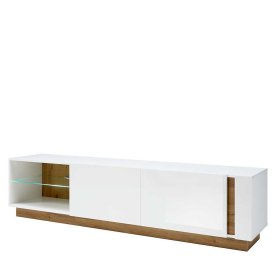 Wohnzimmer Anbauwand Franvos in Weiß und Wildeiche Optik im Skandi Design (vierteilig) – Ansicht 11
