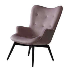 Skandi Design Polstersessel Osmin in Altrosa Samt mit Ohren – Ansicht 1