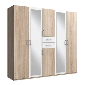 Made in Germany Schlafzimmerschrank Visinata in Eiche Sägerau und Weiß – Ansicht 1