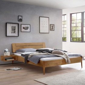 Hochwertiges Doppelbett Lariley aus Wildeiche Massivholz geölt – Ansicht 2