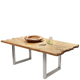 Esszimmer Tisch Genn aus Teak Recyclingholz und Stahl mit Bügelgestell – Ansicht 1