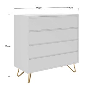Schubkastenkommode Sonoro in Weiß und Goldfarben 90 cm breit – Ansicht 7