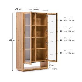Skandi Design Schrank Vitrine Blax in Eichefarben 100 cm breit – Ansicht 9