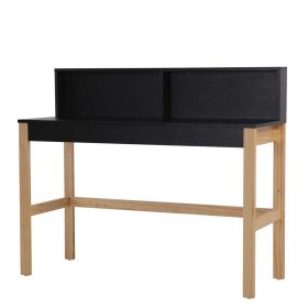Designschreibtisch Calinesta in Schwarz und Piniefarben – Ansicht 1