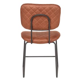 Esszimmerstuhl Set Focsani in Cognac Braun Microfaser mit Bügelgestell aus Metall (2er Set) – Ansicht 4