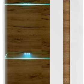 Standvitrine Franvos im Skandi Design in Weiß und Wildeiche Optik – Ansicht 6