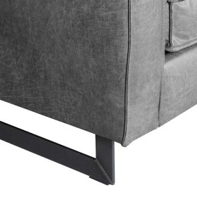Wohnzimmer Sessel Oksena aus Metall & Recyclingleder in Grau – Ansicht 3