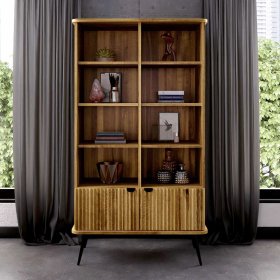 Wildeiche Bücherregal Clantica 176 cm hoch mit Metallgestell – Ansicht 2
