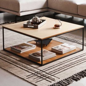 Quadratischer Salontisch Katrynella in Eichefarben und Schwarz – Ansicht 1