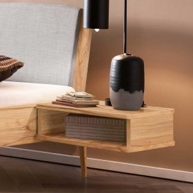 Doppelbett Wildbuche Natur Nadia mit Polster Kopfteil in Grau – Ansicht 6