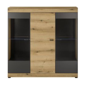 Highboard Vitrine Badehma in modernem Design mit zwei Glasböden – Ansicht 1