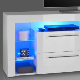 Hochglanz TV Möbel Lioscas in Weiß mit LED Beleuchtung – Ansicht 3