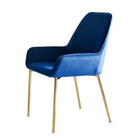 Samt Küchenstühle Garzevas in Blau im Retro Design (2er Set) – Ansicht 1