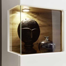 Wandvitrine Drucana in Weiß Holz Dekor mit LED Beleuchtung – Ansicht 5