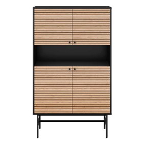 Design Highboard Jacrella in Eichefarben und Schwarz – Ansicht 1