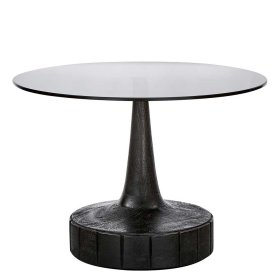 Designercouchtisch Asticia in runder Form auf Säulengestell – Ansicht 1