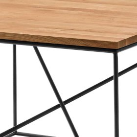 Massivholz Couchtisch Ciniak aus Asteiche und Schwarz Metall 70 cm breit – Ansicht 4