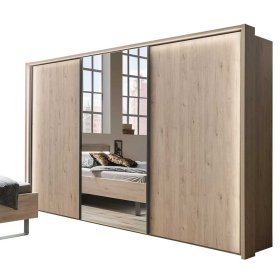 Komplettes Schlafzimmer Bruvena in Eichefarben und Dunkelgrau (vierteilig) – Ansicht 10