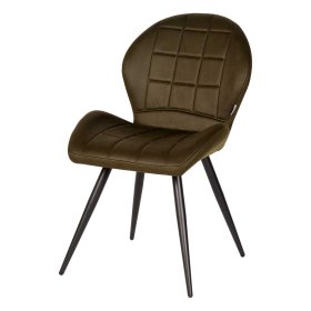 Stuhl Mikrofaser Oliv Set Naharas mit Gestell aus Metall in Schwarz (2er Set) – Ansicht 1