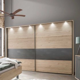 Schlafzimmer Bruvena mit Schwebetürenschrank in Eiche Optik (vierteilig) – Ansicht 8