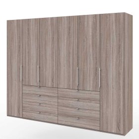 XXL Schlafzimmerschrank Vasilio 4 türig mit Schubladen in Eiche Trüffelfarben – Ansicht 1