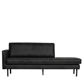 Retro Dreisitzer Sofa Lonzavez aus Recyclingleder Schwarz – Ansicht 1
