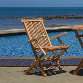 Armlehnen Gartenstühle Spadarius aus Teak Massivholz klappbar (2er Set) – Ansicht 9