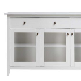 Glastüren Sideboard Brostian aus Kiefer Massivholz in Weiß – Ansicht 4
