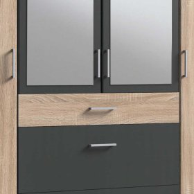 Kleiderschrank Nurana in Eiche Sägerau und Dunkelgrau – Ansicht 4