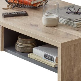 Wohnzimmer Tisch Griffin in Wildeichefarben mit zwei Schubladen – Ansicht 4