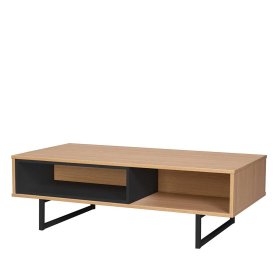 TV Board Hercian in Schwarz und Eichefarben 110 cm breit – Ansicht 1