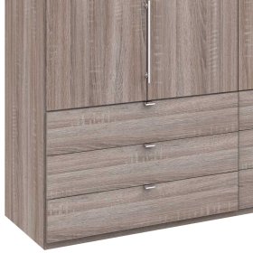 Panorama Kleiderschrank Vasilio in Eiche Trüffelfarben mit neun Schubladen – Ansicht 4