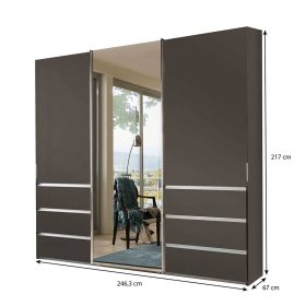 Made in Germany Schiebetürschrank Favorite in Braun mit Metallgriffen – Ansicht 9