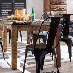 Loft Esstisch Tamila in Braun aus Mangobaum Recyclingholz – Ansicht 5