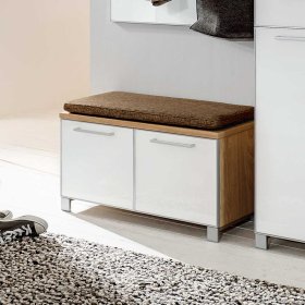 Garderobenbank Luoretta in Eiche Bianco mit Weißglas – Ansicht 2