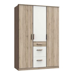 Kleiderschrank Nokadura in Eiche San Remo und Weiß 135 cm breit – Ansicht 2