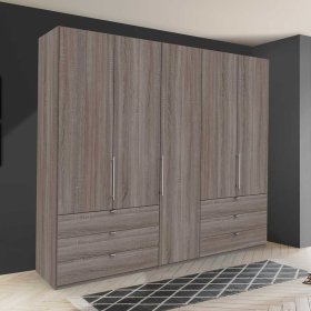 Schlafzimmerkleiderschrank Vasilio in Eiche Trüffelfarben mit viel Stauraum – Ansicht 3