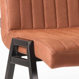 Microfaser Polsterstuhl Set Vien in Cognac Braun mit Metallgestell (2er Set) – Ansicht 8
